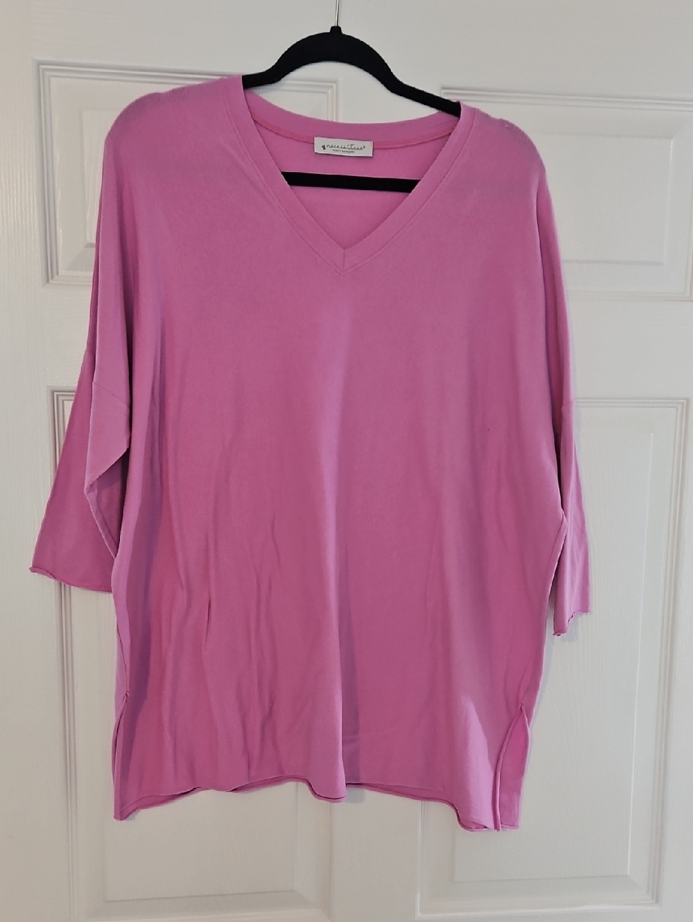 Relaxed V-Neck Tunic in Pink by Necessitees